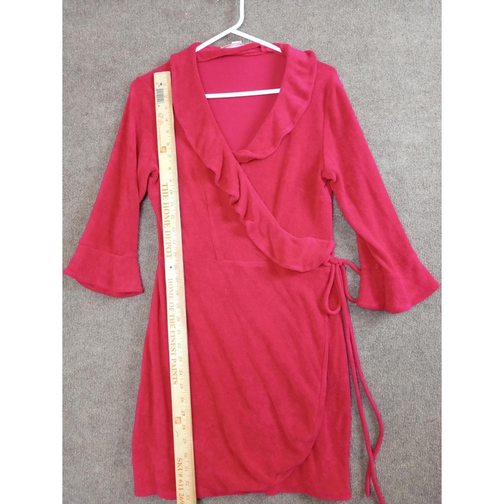Victoria's Secret Angels Red Terry Cloth Ruffle Wrap Robe Bell Sleeve S/M - Picture 6 of 7